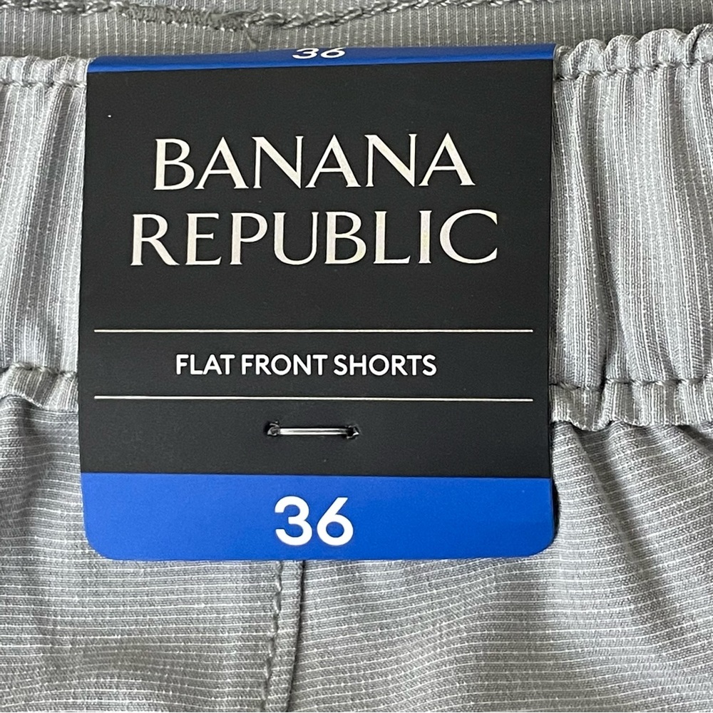 BANANA REPUBLIC NWT MEN’S FLAT FRONT SHORTS IN GRIFFIN GREY 36 - Picture 6 of 11